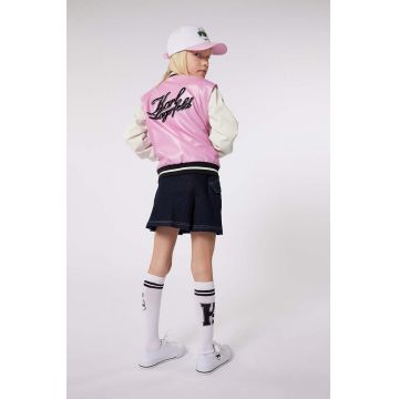 Karl Lagerfeld fusta denim pentru copii culoarea alb, mini, drept