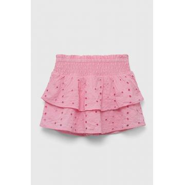 Abercrombie & Fitch fusta din bumbac pentru copii culoarea roz, mini, evazati