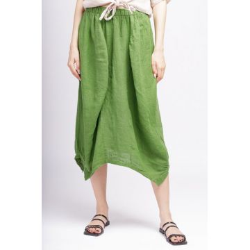 Fusta din in verde olive, in colturi, cu aspect de salvari