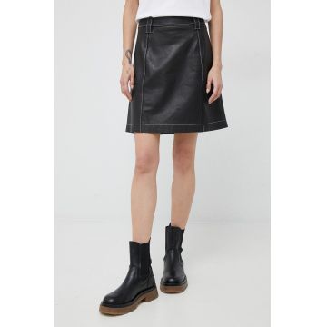 PS Paul Smith fusta de piele culoarea negru, mini, evazati PS Paul Smith fusta de piele culoarea negru, mini, evazati