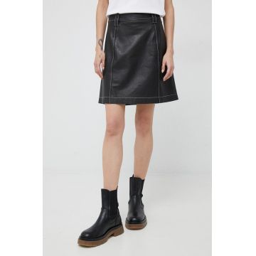 PS Paul Smith fusta de piele culoarea negru, mini, evazati