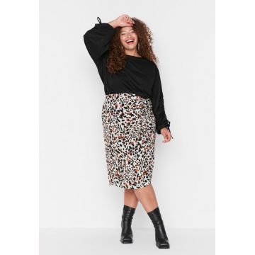 Fusta plus size Suzanna multicolora