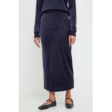 Max Mara Leisure fusta culoarea albastru marin, midi, drept