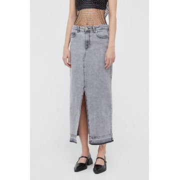 2NDDAY fustă din denim culoarea gri, maxi, dreaptă