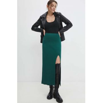 Answear Lab fusta culoarea verde, maxi, evazati