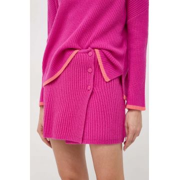 MAX&Co. fusta de lana culoarea roz, mini, drept