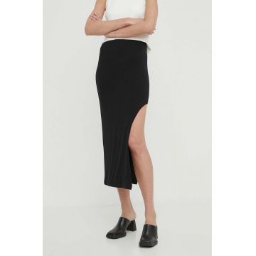 Saint Body fusta culoarea negru, midi, drept