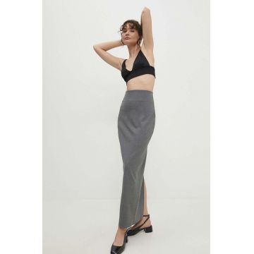 Answear Lab fusta culoarea gri, maxi, creion