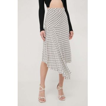 Elisabetta Franchi fusta culoarea alb, midi, evazati