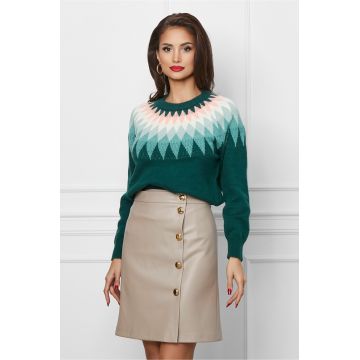 Fusta Dy Fashion bej scurta din piele ecologica cu nasturi