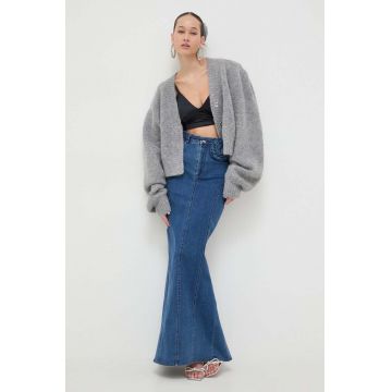 Rotate fusta jeans midi, creion