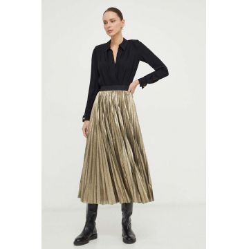 Weekend Max Mara fusta culoarea auriu, midi, evazati