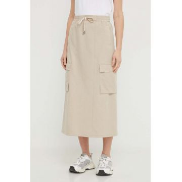 Weekend Max Mara fusta culoarea bej, midi, evazati