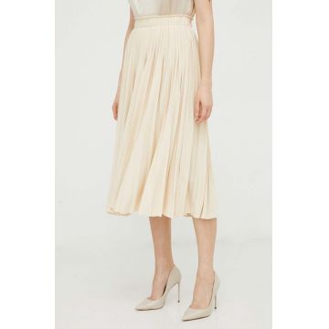 Weekend Max Mara fusta culoarea bej, midi, evazati
