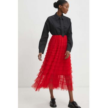Answear Lab fusta culoarea rosu, maxi, evazati