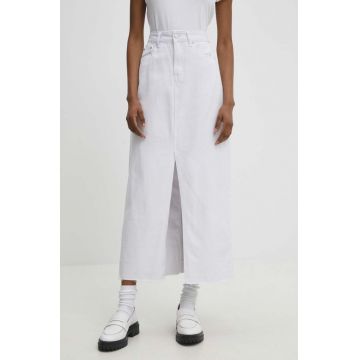 Answear Lab fustă din denim culoarea alb, maxi, dreaptă
