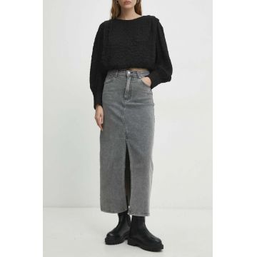 Answear Lab fusta jeans culoarea gri, midi, drept