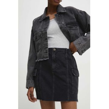 Answear Lab fustă din denim culoarea negru, mini, dreaptă