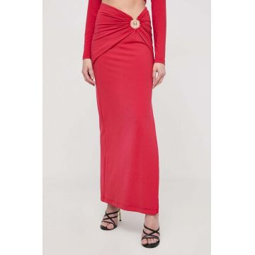 Bardot fusta culoarea rosu, maxi, creion