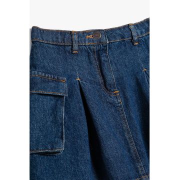 Fusta din denim cu buzunare laterale