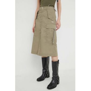 G-Star Raw fusta culoarea verde, midi, drept