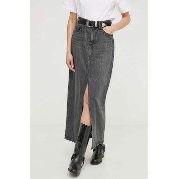 Levi's fusta jeans culoarea gri, maxi, drept