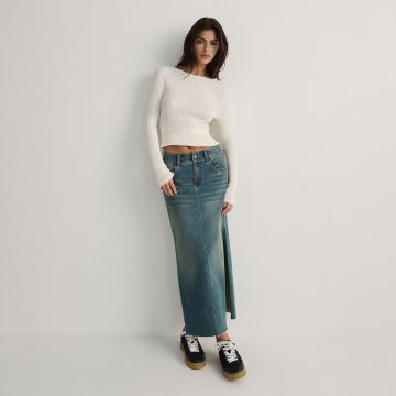 Reserved - Fustă maxi din denim - Turcoaz