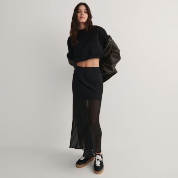 Reserved - Fustă maxi transparentă - Negru