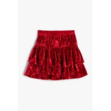 Rochie mini evazata cu aspect catifelat