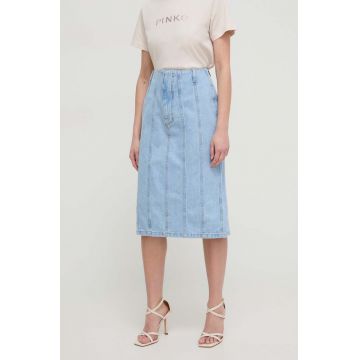 Silvian Heach fustă din denim midi, dreaptă
