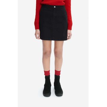 A.P.C. fustă din denim din bumbac Jupe Brigitte culoarea negru, mini, dreaptă COFBV.F06362-BLACKWASHE