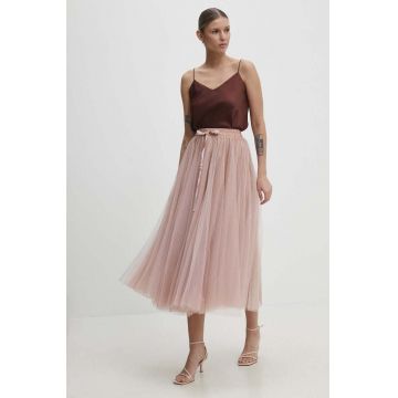 Answear Lab fusta culoarea roz, maxi, evazati