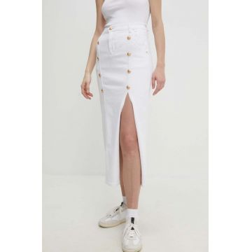 Answear Lab fustă din denim culoarea alb, maxi, dreaptă