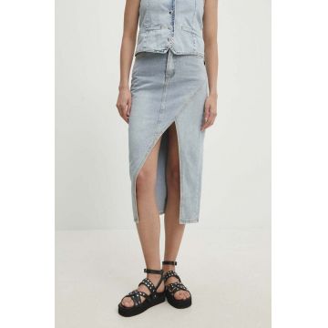 Answear Lab fustă din denim midi, dreaptă