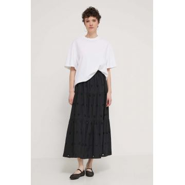 Desigual fusta din bumbac VICENZA culoarea negru, maxi, evazati, 24SWFW05