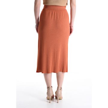 Fusta midi cu elastic si crepeu Fusta midi cu elastic si crepeu