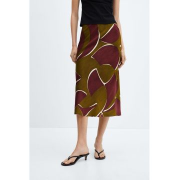 Fusta midi cu model abstract Madie