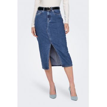 Fusta midi din denim cu slit frontal