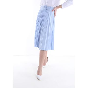 Fusta midi plisata Ruby cu curea, albastru deschis Fusta midi plisata Ruby cu curea, albastru deschis