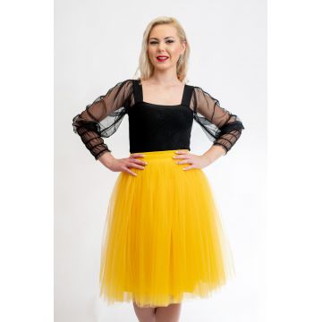 Fusta Tulle Scurta Galbena By Malika Fashion