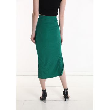 Fusta verde cu elastic si crepeu Fusta verde cu elastic si crepeu