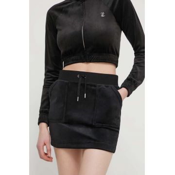 Juicy Couture fustă de catifea culoarea negru, mini, creion