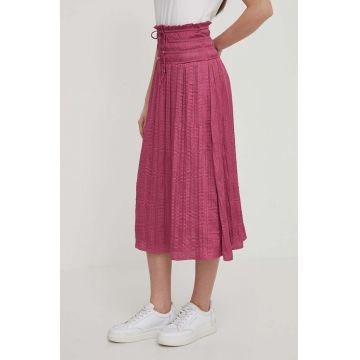 Pepe Jeans fusta culoarea roz, midi, evazati