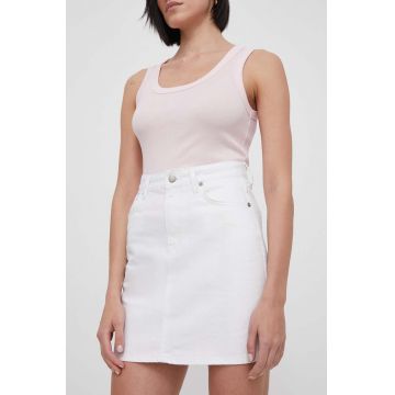 Pepe Jeans fustă din denim culoarea bej, mini, creion