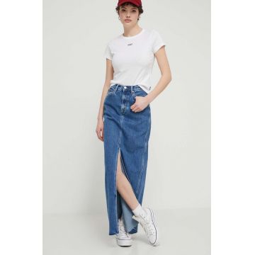 Tommy Jeans fustă din denim maxi, drept, DW0DW17673