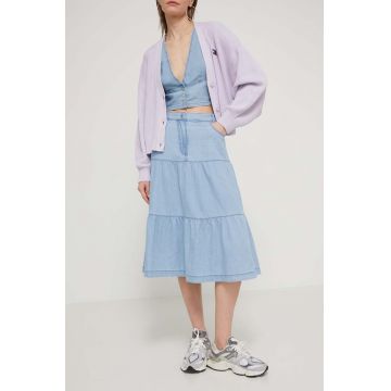 Tommy Jeans fustă din denim midi, evazați DW0DW17875