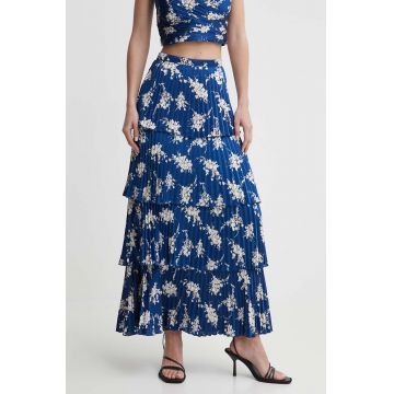 Abercrombie & Fitch fusta culoarea albastru marin, maxi, evazati