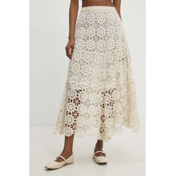 Answear Lab fusta din bumbac culoarea bej, midi, evazati