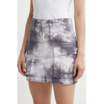 Gestuz fustă din denim culoarea gri, mini, dreaptă, 10909057