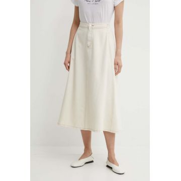 Marc O'Polo fustă din denim culoarea bej, midi, dreaptă, 443918124045